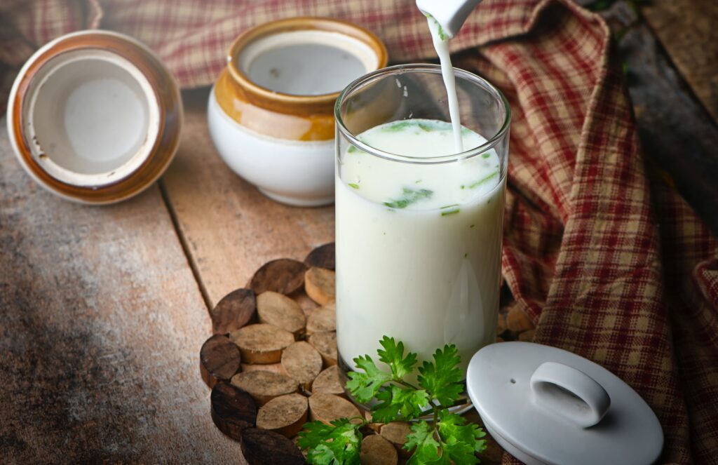 a glass of probiotic-rich buttermilk