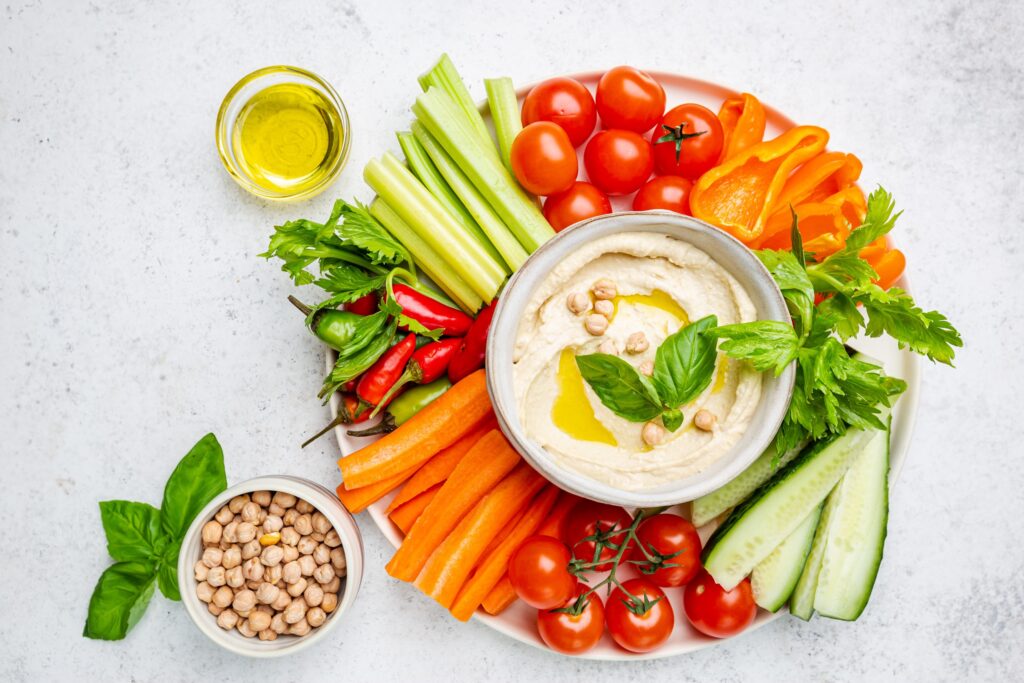 hummus and vegetable sticks